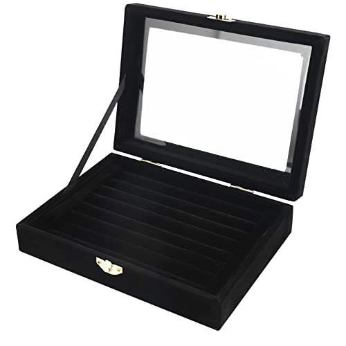 PRATYAHARA Velours Baguette Boucle D'oreille Bijoux Affichage Organisateur Boîte Plateau Titulaire Stockage Cas, Noir Cover