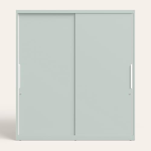 Image of Interio by Godrej Slide N Store XL 2-Door Steel Wardrobe | Matte Sky Gray, 1-Year Warranty, 2 Drawers