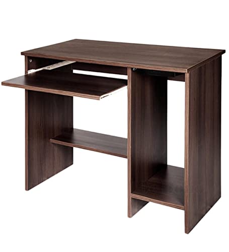Image of MAMTA DECORATION Engineered Wood Writing Study Table with Shelves Storage for Home Computer Desk with Keyboard Shelf for Office and Home (Dark Matt Finish)