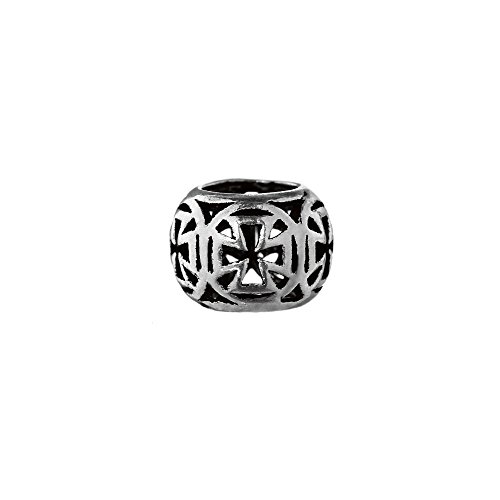 Cruz templaria de plata NKlaus RONAN adorno vikingo para lucir en barba y trenzas