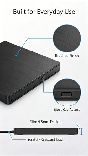 Boîtier de lecteur optique externe finition brossée ABS élégant - 7