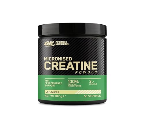 Optimum Nutrition Creatina Monohidrato Micronizada – 3 g de Creatina Pura por Ración para Apoyar los Entrenamientos de Alta Intensidad – Suplemento Sin Sabor Pre y Post‑Entrenamiento – 187 g