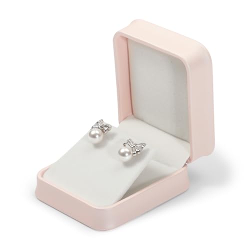 Leather Earring Box Pink Jewelry Gift Boxes Earring Case Velvet Interior Birthday, Wedding, Mother's Day,Valentine's Day Gift (Pink)