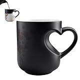 Tazza magica in ceramica a forma di cuore che cambia colore, manico a forma di cuore, tazz...
