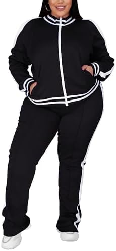 UOUA Women's Plus Size Jogging Suit 2 Piece Sweatsuit Long Sleeve...