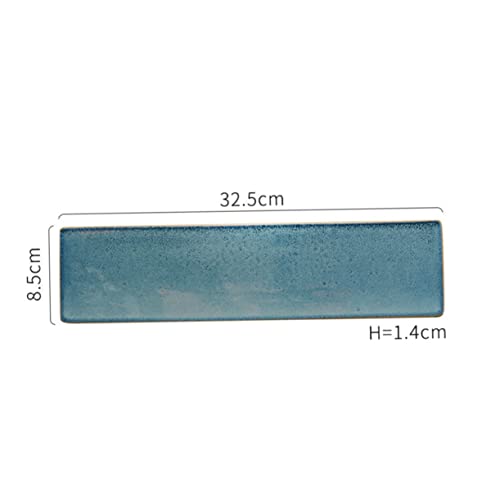 Plato rectangular de cerámica azul claro estilo japonés miniatura 2