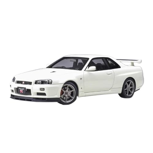 Scale Diecast Model Car 1/18 For NISSAN Skyline GT R34 V-Spec Model Car Static Decoration Collectible Ornament Metals Car Model(White)