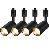 Hzfluo 4個セット ダクトレール スポットライト LED 100W相当 電球色3000K ライティングレール用 COB 一体型照明 集光タイプ 10W 高輝度1023lm 高演色Ra96.5 取付簡単 角度調節可能 ブラック