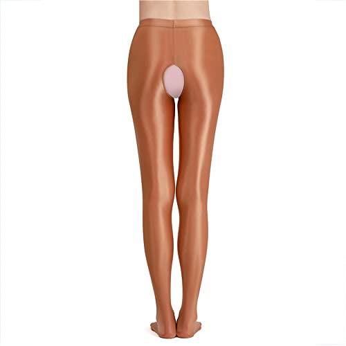 Image of cloudmall Women Sexy Semi Opaque Pantyhose Running Tights Yoga Leggings Oil Shiny Stocking