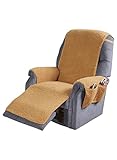 MSR Imports Recliner Chair Cover One Piece w/Armrests and Pockets,Beige,75 in. x 23 in.