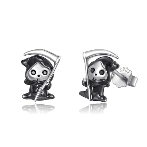 Skull Earrings for Women Men 925 Sterling Silver Skull Stud Earrings Gothic Earrings Halloween Jewelry Gifts for Women Men