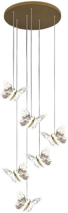 Lustre escalier en cristal en spirale suspension moderne papillon 8 têtes