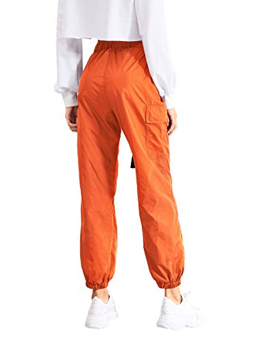 Floerns Women's Drawstring Pockets Casual Neon Joggers Baggy Cargo Pants2