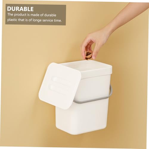 Papelera de pared con tapa y gancho colgante blanca miniatura 4