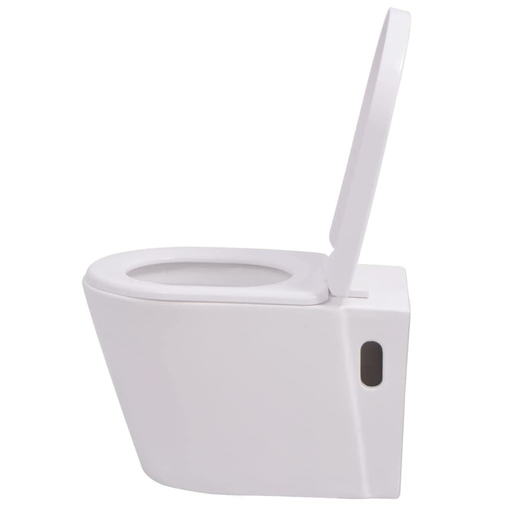 vidaXL Podwieszana toaleta ceramiczna, biała