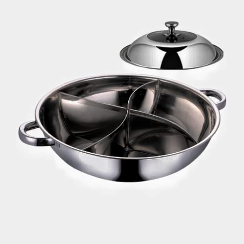 Amazon｜両手鍋 仕切り付き 蓋つき 4槽式鍋 4食鍋 しゃぶしゃぶ鍋 4