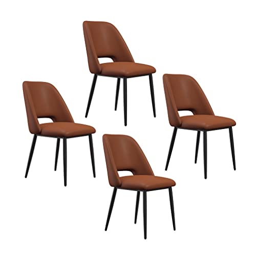 SJIALEN Black Legs Kitchen Dining Chairs Set of 4, Lounge Meeting Office Computer Chair PU Leather Living Room Side Chair Kitchen Chair (Color : Brown)