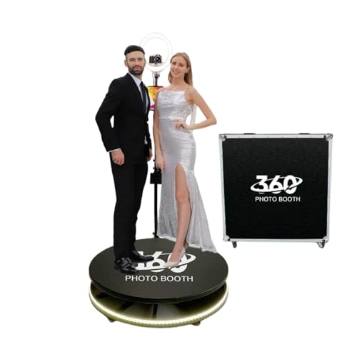360°Photobooth avec Télécommande, Anneau Lumineux, Bande LED, Machine Rotative à 360°, pour Mariages, Anniversaires, Fêtes