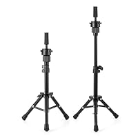 Auzass Mini Mannequin Head Stand - Adjustable 25-Inch Wig Tripod for Girls Practice Styling Display, Foldable Metal Stand for Hairdressing and Canvas Head (Table Top)