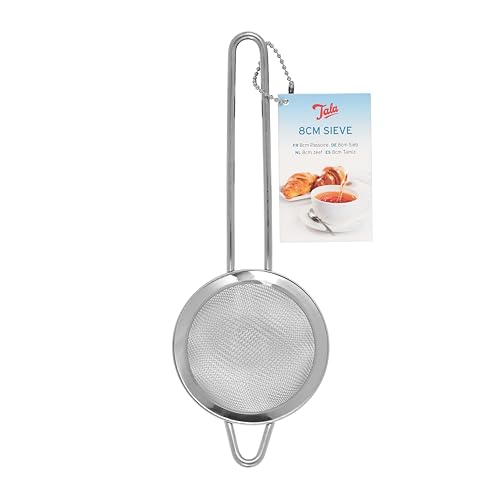 Tala Setaccio in acciaio inox, diametro 8 cm, con maglia fine, perfetto per tè sfuso, spolverare torte e risciacquare, porzioni singole di fagioli