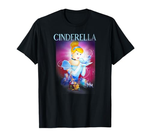 T-shirt Cendrillon Disney vêtement vintage imprimé affiche de film classique coton col rond