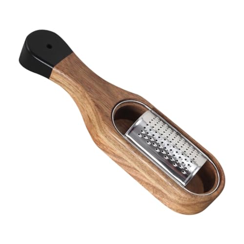 Generic Cheese Grater with Container Zester Box Home Use Compact Kitchen Utensil Shredder with Wood Handle for Lemon, Chocolate