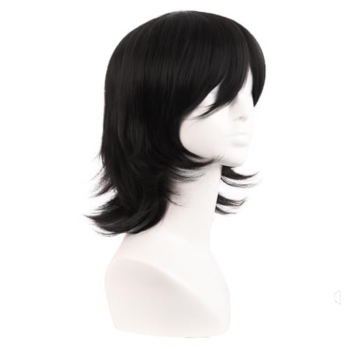 mapofbeauty 14 inch35 cm short cosplay wolf tail synthetic side bangs party wig black