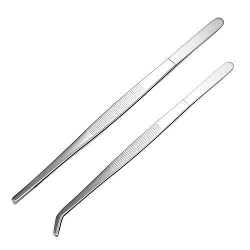 2 Piezas Pinzas de Cocina, Pinzas para Barbacoa Pinzas Cocina con Punta Apuntado/Ronda Pinzas De Precisión Máxima Calidad Pinzasde Multifunción para Chefs Amantes de La Comida Reuniones Familiares