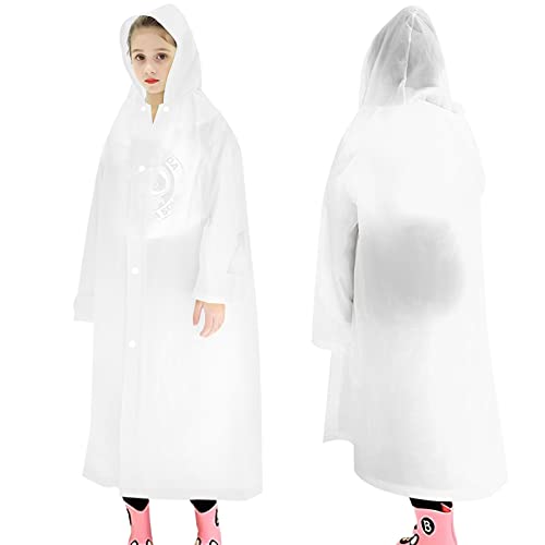 Skyzone Kids Rain Coat for Girls Boys,Portable EVA Raincoat Lightweight Rain Poncho with Hood,Reusable Cute Children Raincoat for Travel Outdoor Climbing Cycling Hiking Camping