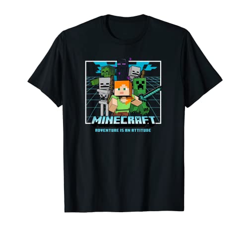 Minecraft Group Shot Action Pose Adventure Camiseta