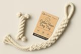 TXT FAMI Macrame Cotton Rope Dog Toy – Bone Shape Handwoven Chew Toy for Small Dogs & Puppies – Eco-Friendly, Durable, Safe – White Cotton