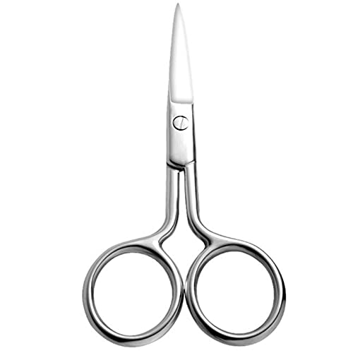 Stainless Steel Facial Hair Scissors - Small Straight Tip Scissors for Eyebrows Nose Moustache Beard & Eyelash