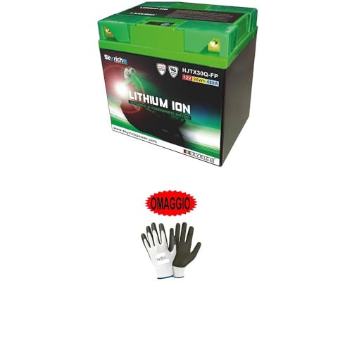 DESCRIZIONE E CARATTERISTICHE PRODOTTO: - BATTERIA SKYRICH LITIO LEGGERA HJTX30Q-FP - Nel titolo indichiamo il modello specifico per la tua moto o per il tuo scooter - Dimensioni: 66 x 123 x 163 - POS. DX - OMAGGIO GUANTI DA LAVORO