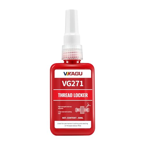 VIKAGU 271 Thread Lock, Red High Strength Threadlocker - Anaerobic Adhesive for Bolts, Nuts, Screws | Quick Cure,1.69Oz/50ml