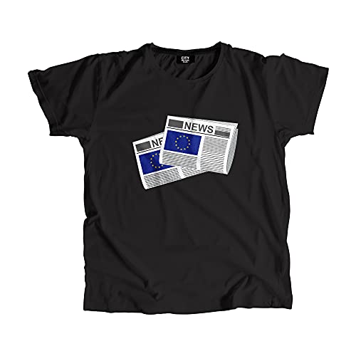 T-shirt journaux de l'Union Européenne en coton pour homme et femme style vintage