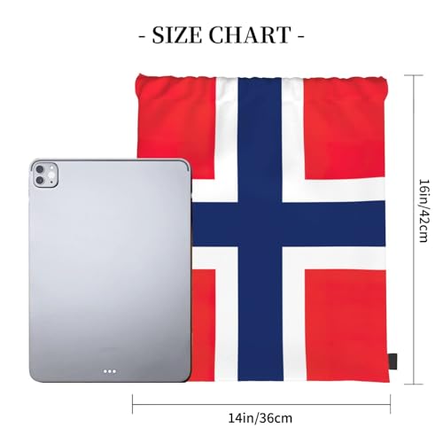Norwegian flag Print Drawstring Bags Gym Bag - Lightweight Foldable - Sports, Travel, Yoga, Beach, Hiking, Picnics, Outdoor4