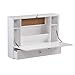 Southern Enterprises Willingham Wall Mount Folding Laptop Desk - Fold Down Desktop w/Compartments - White Finish