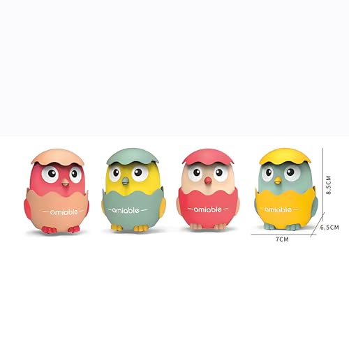 Image of Crackles Press & Go Chick Toy for Babies & Toddlers - Cute Cartoon Push and Go Animal Car - Battery-Free Mini Toy for Early Play - Multicolor - Pack of 1
