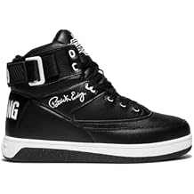 Ewing Mens 33 HI x Orion Rebound Basketball Shoes | Retro 1990 Design Ankle Strap Hybrid Athletic Team Sports Shoes, Black&White, 9.5