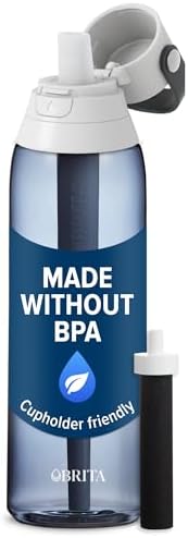 Brita Hard-Sided Plastic Premium Filtering Water Bottle, BPA-Free...