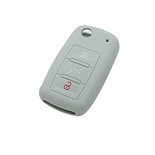 Happyit Silicone Car Key Cover Case for Volkswagen VW Polo Passat B5 Golf 4 5 6 Jetta Mk6 Tiguan Gol CrossFox Plus Eos Scirocco Beetle (White) - Image 2