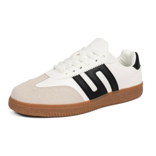 Riyibcxr Womens Classic Fasion Tennis Sneakers Comfortable Causual Walking Shoes Women's Trendy Skate Shoes,White,7