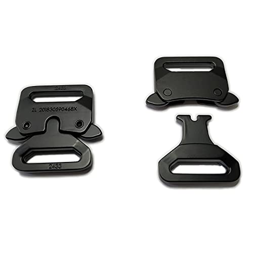 2 Pack Side Release Buckles 1 inch / 25 mm Black Metal Buckles for DIY Bracelets Backpack Bag Replace Buckles Hand Craft Accessories
