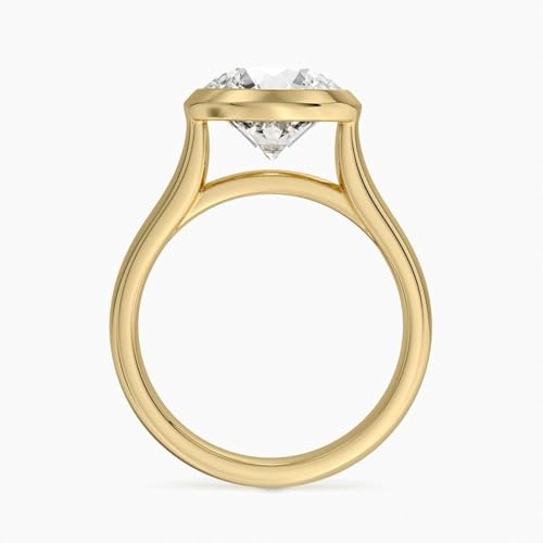 1 Ct-5 Ct Round Cut Moissanite Engagement Ring Colorless VVS1 10K 14K 18K Solid Gold & 925 Sterling Silver Bezel Set Anniversary Wedding Bridal Ring Gift for Women2