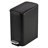 FunYake Acero Inoxidable Bote de Basura 5L Rectangular Pequeño Paso Basura Caja Papelera Basura Contenedor Papelera Hogar Suministros - Negro Mate