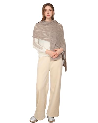 30% Mongolian Cashmere 70% Australian Merino Wool Scarves Extra Large Pashmina Wrap Shawl Stole Brown Leaf/leaves Solid with Gift Box4