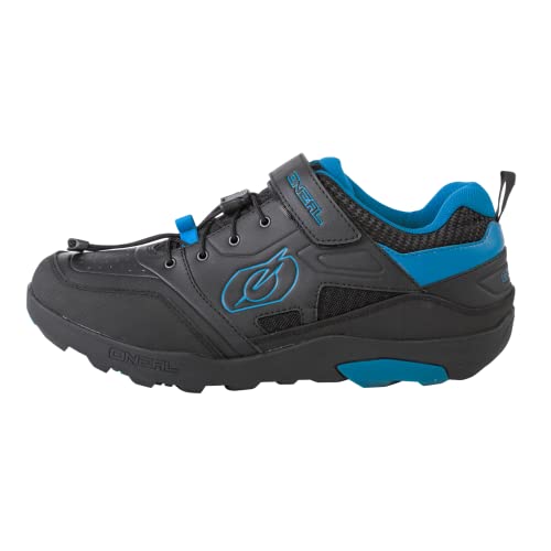 O'NEAL | Chaussures de vélo | VTT DH FR Descente Freeride | Excellente adhérence, Semelle SPD, système de laçage Rapide, matière Respirante | Chaussures Traverse SPD | Adulte | Noir-Bleu | Taille 41