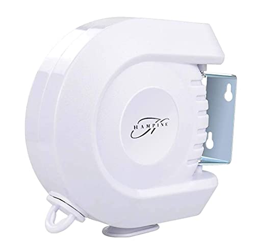 Hampine Retractable Strong Washing Line, Clothes Line, Retractable Washing Line-15m(50ft) total used as Retractable Washing Line, and Airer Indoor and Outdoor.