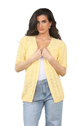 Image of Loxdonz Women's Short Sleeve Cropped Cardigan Sweaters Open Front Bolero Short Shrugs for Women