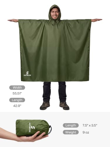 Image of SaphiRose Hooded Rain Poncho Waterproof Raincoat Jacket for Men Women Adults